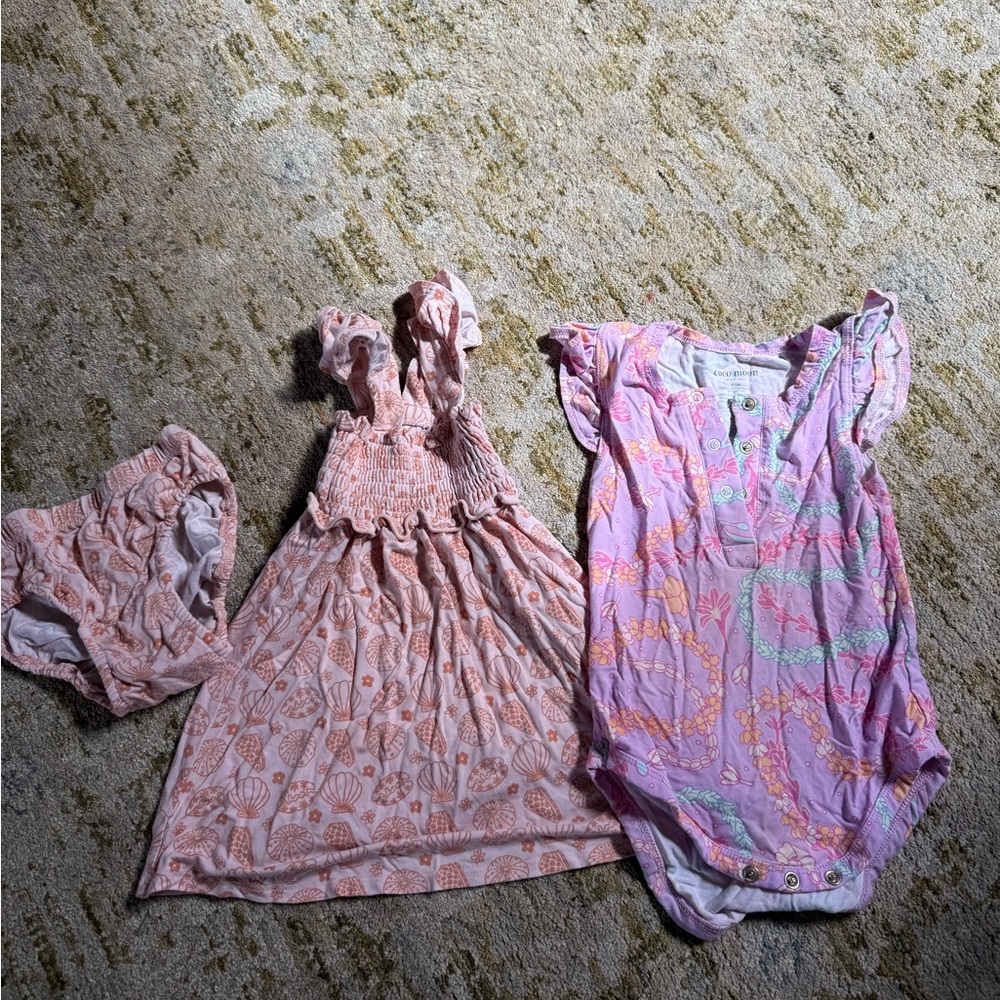 Coco moon dress and ruffle onesies 6-12 months